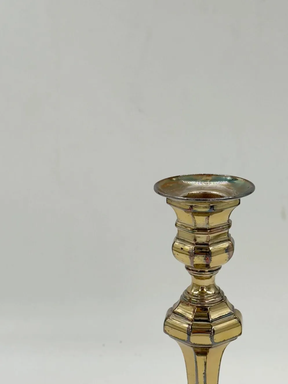 Bougeoir vintage en laiton argenté