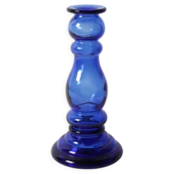 Bougeoir vintage en verre bleu cobalt / Italie / Années 1990