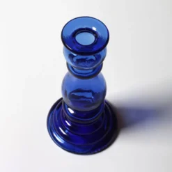 Bougeoir vintage en verre bleu cobalt / Italie / Années 1990