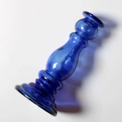 Bougeoir vintage en verre bleu cobalt / Italie / Années 1990