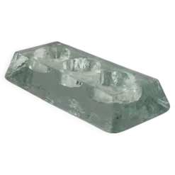 Bougeoir vintage en verre massif pour 3 bougies chauffe-plat