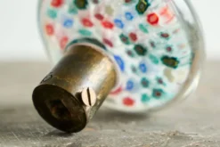 Bouton de porte Millefiori en verre d'art de Murano et laiton patiné, années 1960