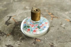 Bouton de porte Millefiori en verre d'art de Murano et laiton patiné, années 1960