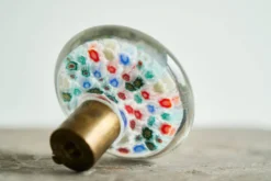 Bouton de porte Millefiori en verre d'art de Murano et laiton patiné, années 1960