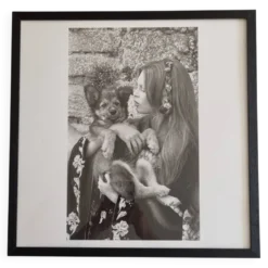 Brigitte Bardot, reproduction offset vintage noir et blanc encadrée 53 cm