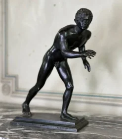 Bronze Grand Tour, un des deux coureurs de la Villa des Papyri, patine noire vers 1880