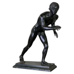 Bronze Grand Tour, un des deux coureurs de la Villa des Papyri, patine noire vers 1880