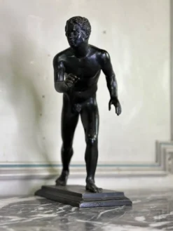 Bronze Grand Tour, un des deux coureurs de la Villa des Papyri, patine noire vers 1880
