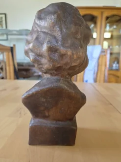 Buste de Beethoven sculpté en bois - statue vintage