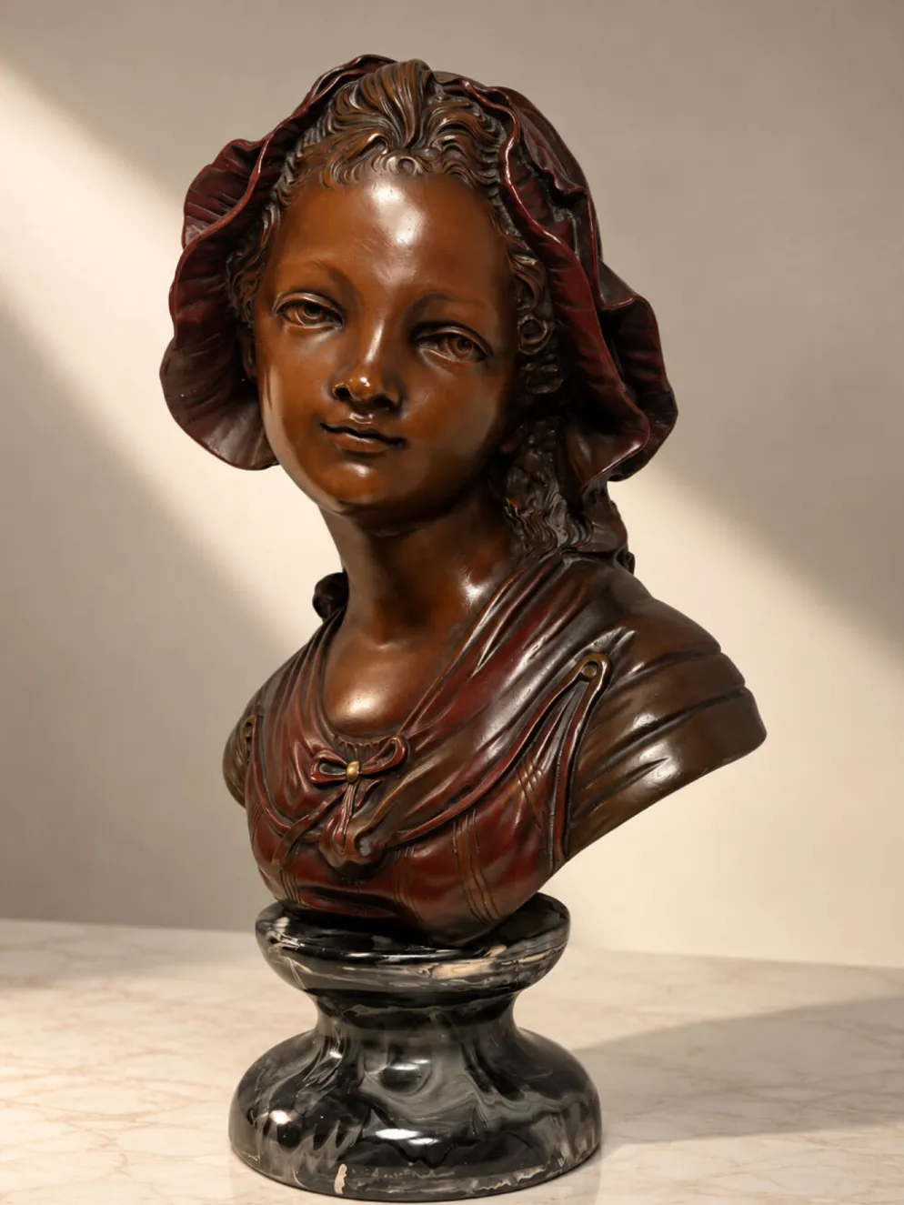 Buste de femme 40 cm – style Art Nouveau – finition aspect bronze