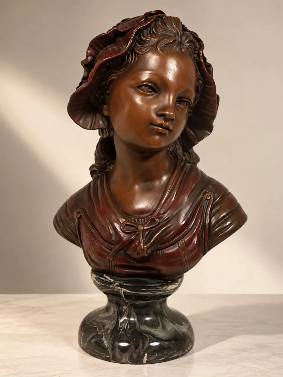 Buste de femme 40 cm – style Art Nouveau – finition aspect bronze