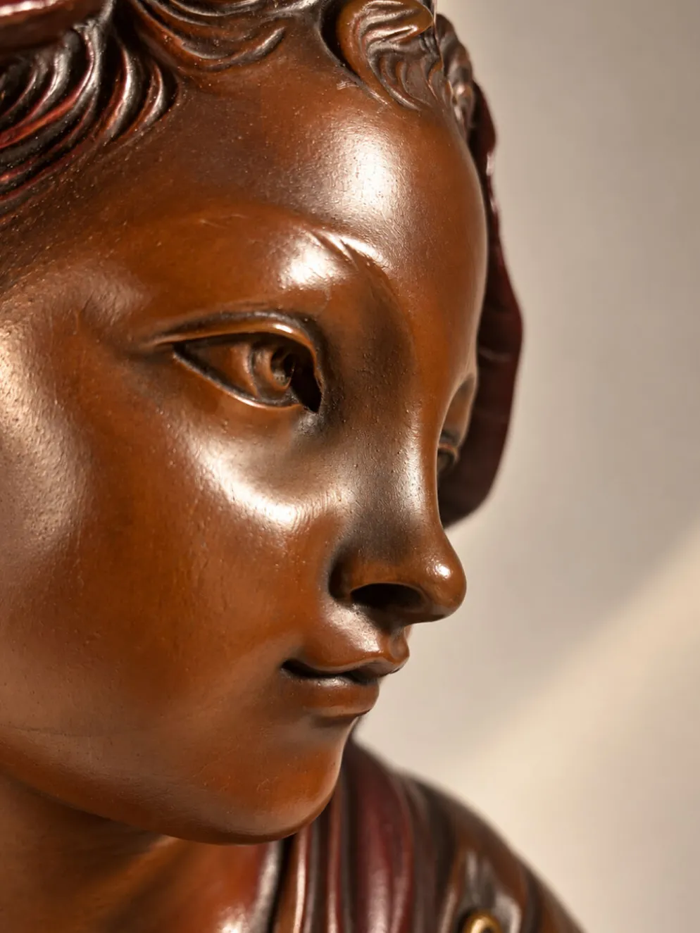 Buste de femme 40 cm – style Art Nouveau – finition aspect bronze