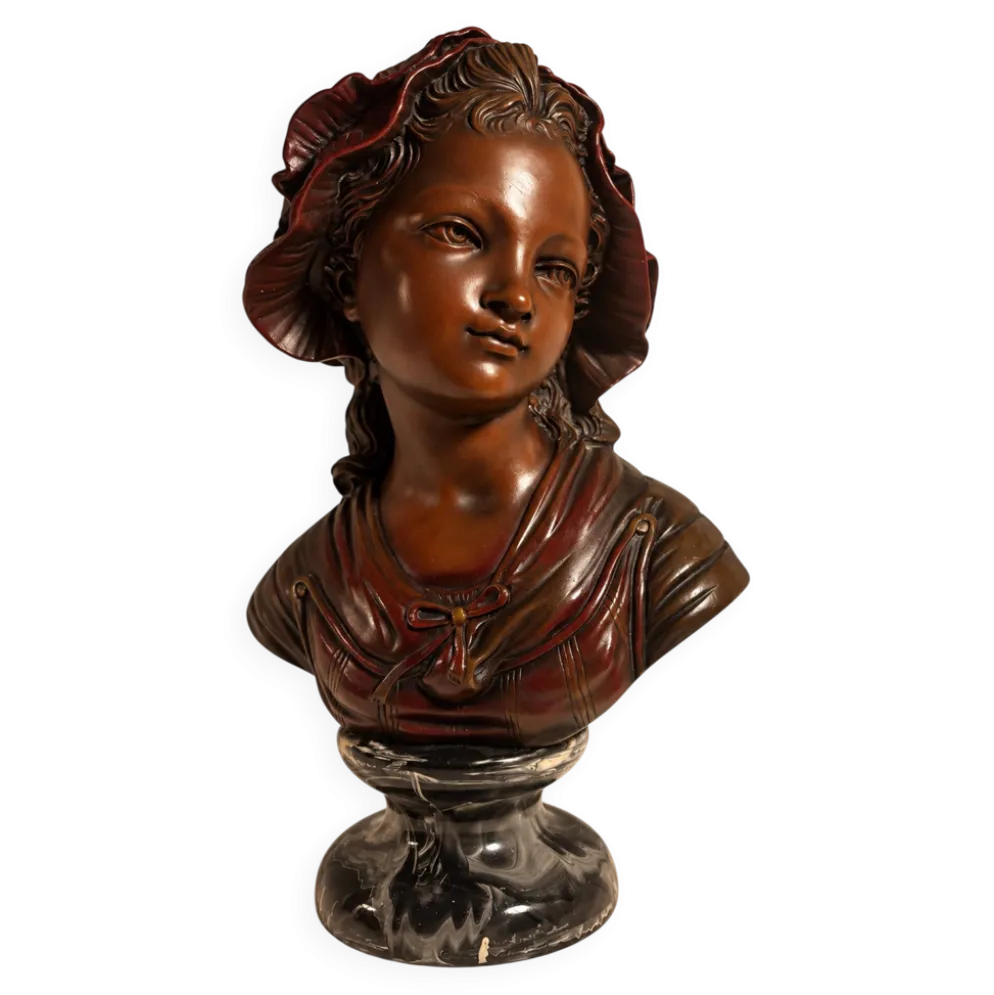 Buste de femme 40 cm – style Art Nouveau – finition aspect bronze