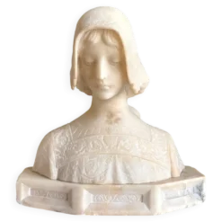 Buste de jeune femme en albâtre, Angiolo Malavolti, début XXème