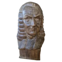 Buste de J.S Bach sculpté en bois - statuette vintage