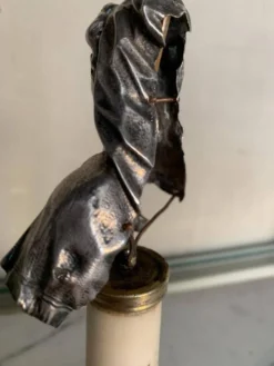 Buste de la Vierge en argent, colonne en marbre