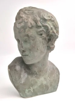 Buste d'Éros - Dieu de l'Amour, en plâtre bronzé, début du 20e siècle.