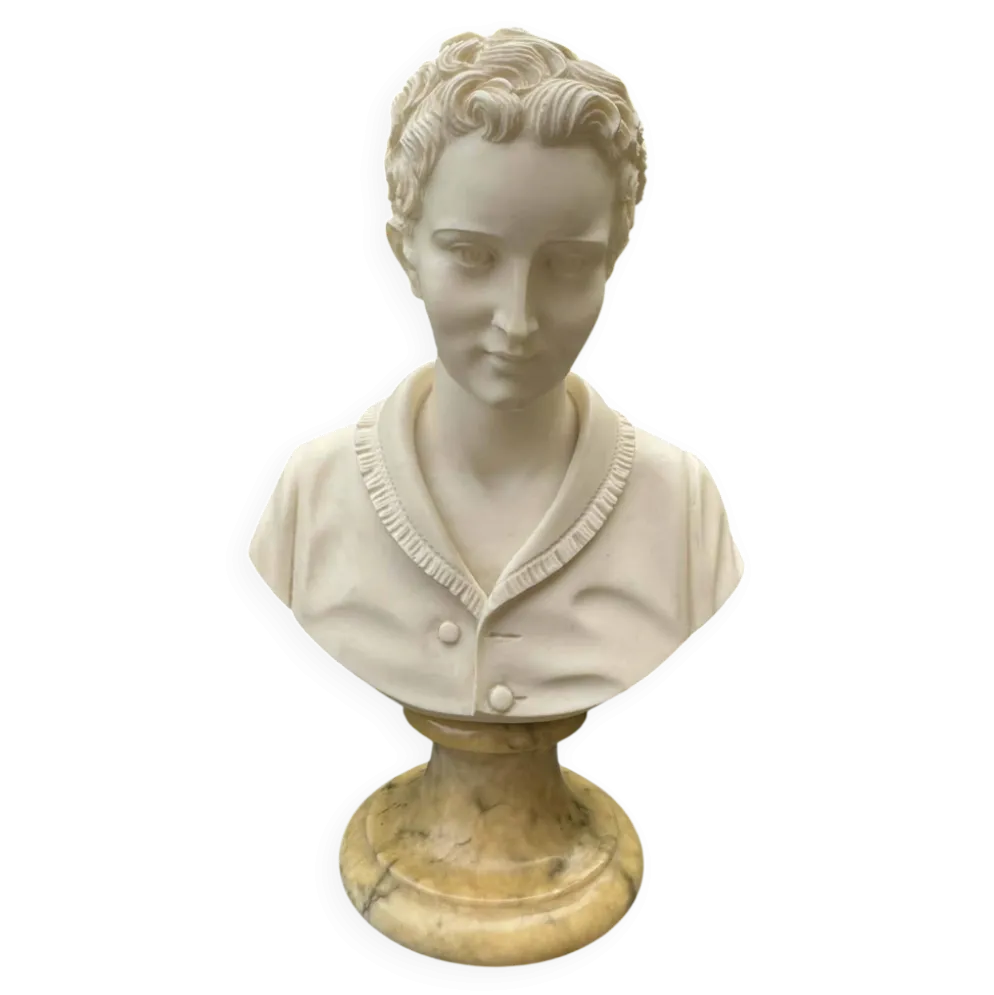 Buste en albâtre femme signé Arnaldo Giannelli