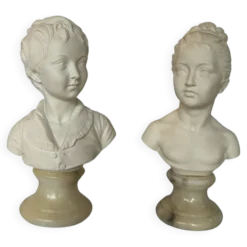 Buste en biscuit et marbre Alexandre et Louise Brogniart