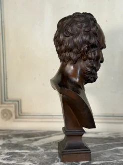 Buste en bronze représentant un philosophe d’après l’Antique, XIXe siècle, fondeur Luppens