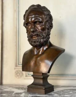 Buste en bronze représentant un philosophe d’après l’Antique, XIXe siècle, fondeur Luppens