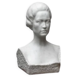 Buste en marbre blanc, signé Léoni, 19ème siècle