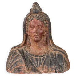 Buste en terre cuite de style étrusque, objet grand tour, XIXème siècle
