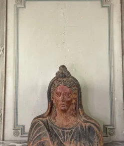 Buste en terre cuite de style étrusque, objet grand tour, XIXème siècle