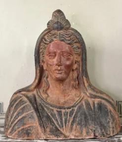 Buste en terre cuite de style étrusque, objet grand tour, XIXème siècle