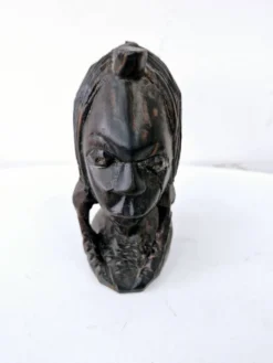Buste femme africaine en bois d'ébène sculpté à la main art ethnique