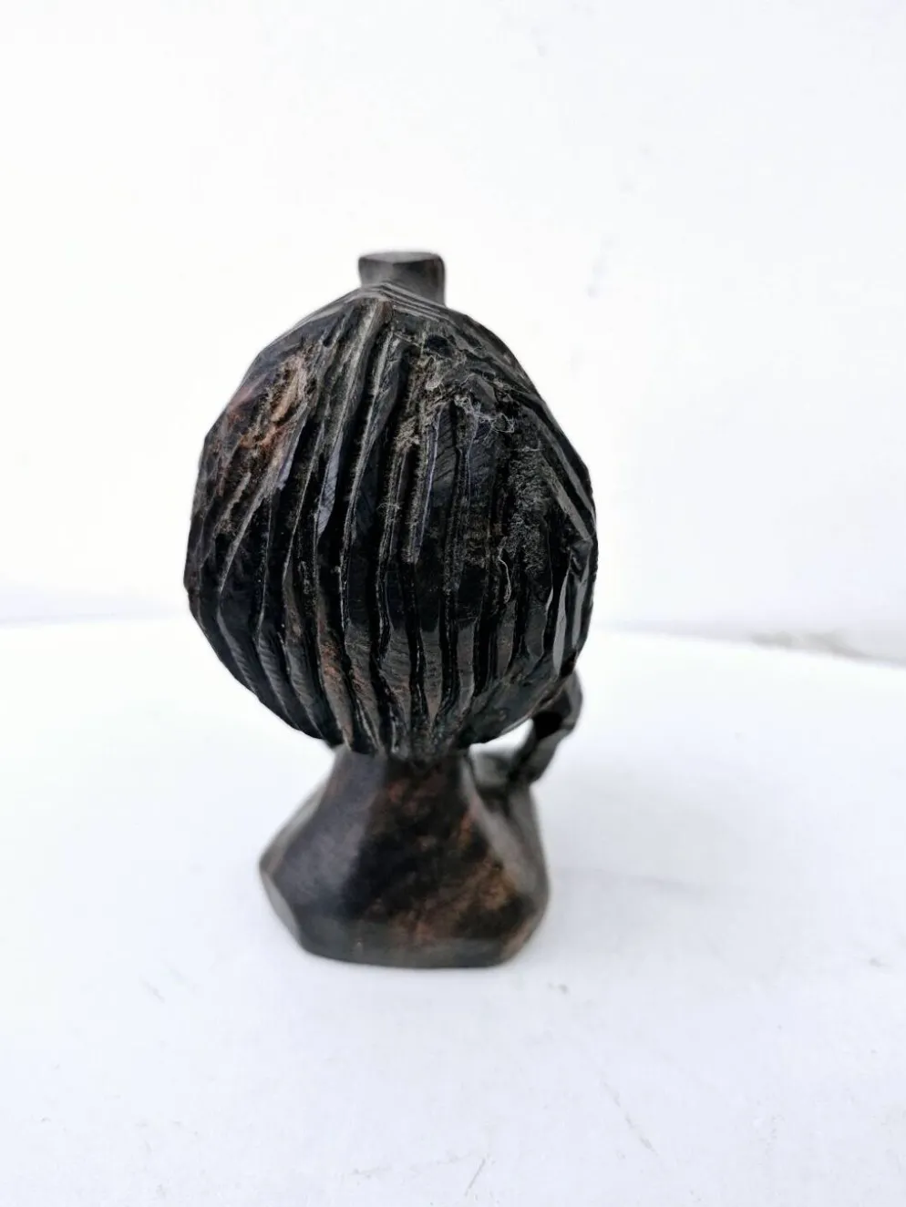 Buste femme africaine en bois d'ébène sculpté à la main art ethnique