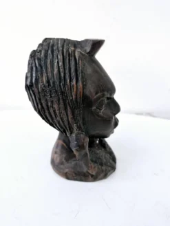 Buste femme africaine en bois d'ébène sculpté à la main art ethnique