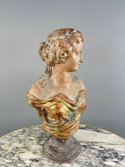 Buste Féminin En Terre Cuite, Italie, XXe Siècle