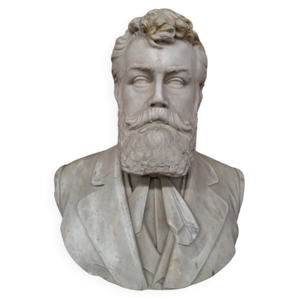 Buste portrait masculin en marbre blanc – Époque XIXe siècle