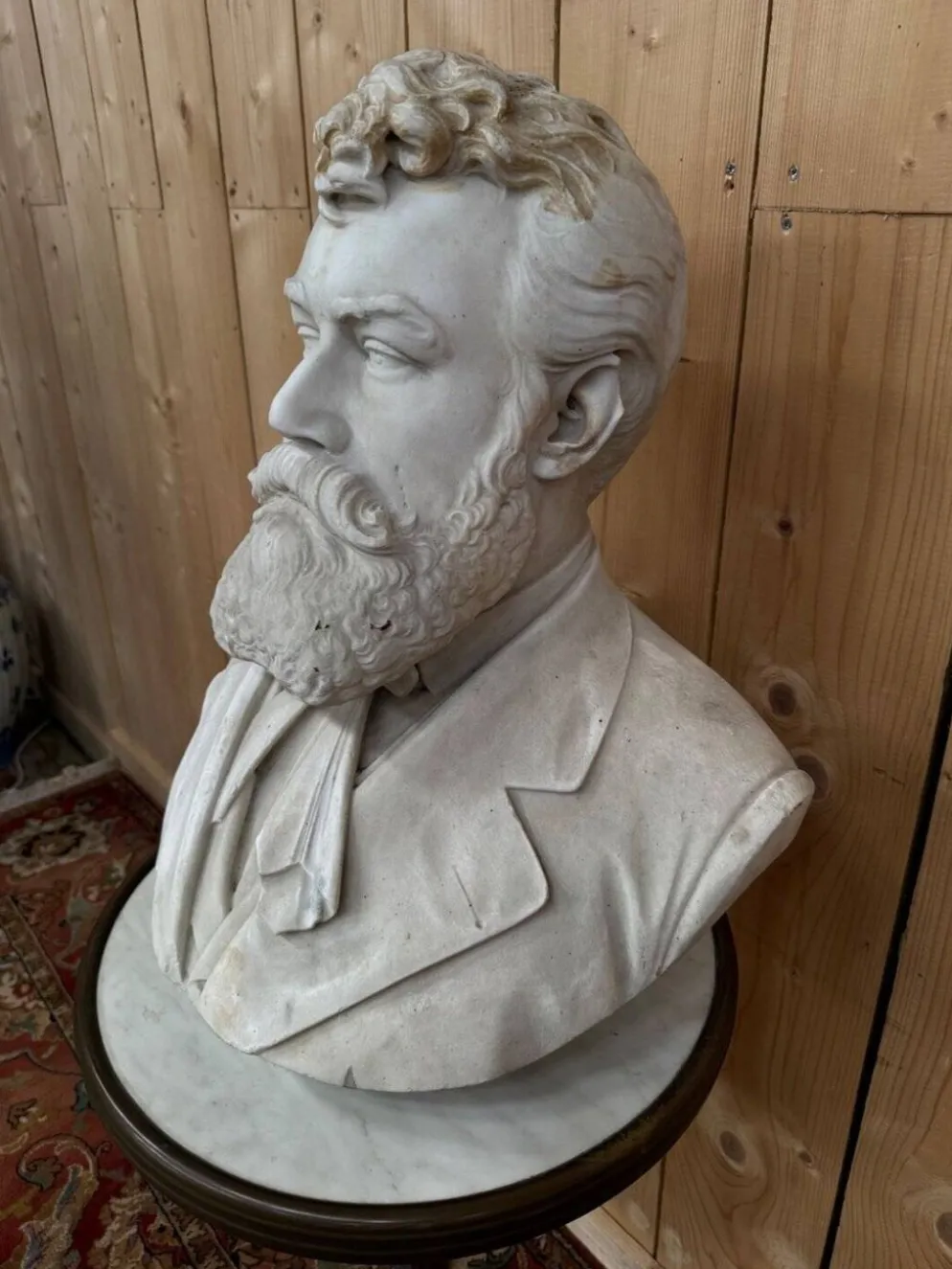 Buste portrait masculin en marbre blanc – Époque XIXe siècle