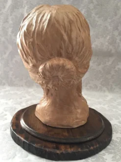 Buste sculpture en terre crue d'atelier visage de femme art design 1950
