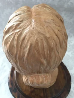 Buste sculpture en terre crue d'atelier visage de femme art design 1950