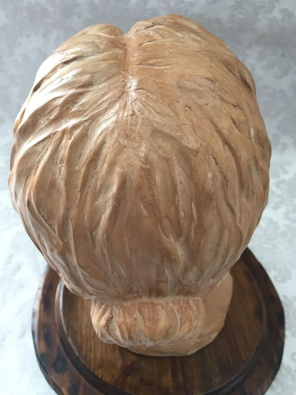 Buste sculpture en terre crue d'atelier visage de femme art design 1950