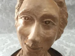 Buste sculpture en terre crue d'atelier visage de femme art design 1950
