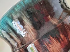 Cache-pot Accolay en grès émaillé bleu pétrole et noir profond