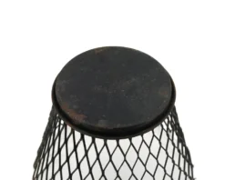 Cache pot en métal grillagé noir style Mathieu Matégot, années 50