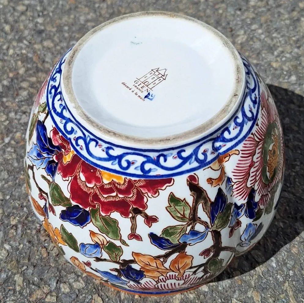 Cache Pot faïencerie de Gien modèle pivoine