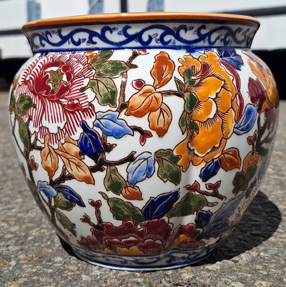 Cache Pot faïencerie de Gien modèle pivoine