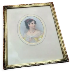 Cadre rectangulaire, portrait médaillon XIXème