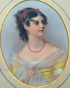 Cadre rectangulaire, portrait médaillon XIXème