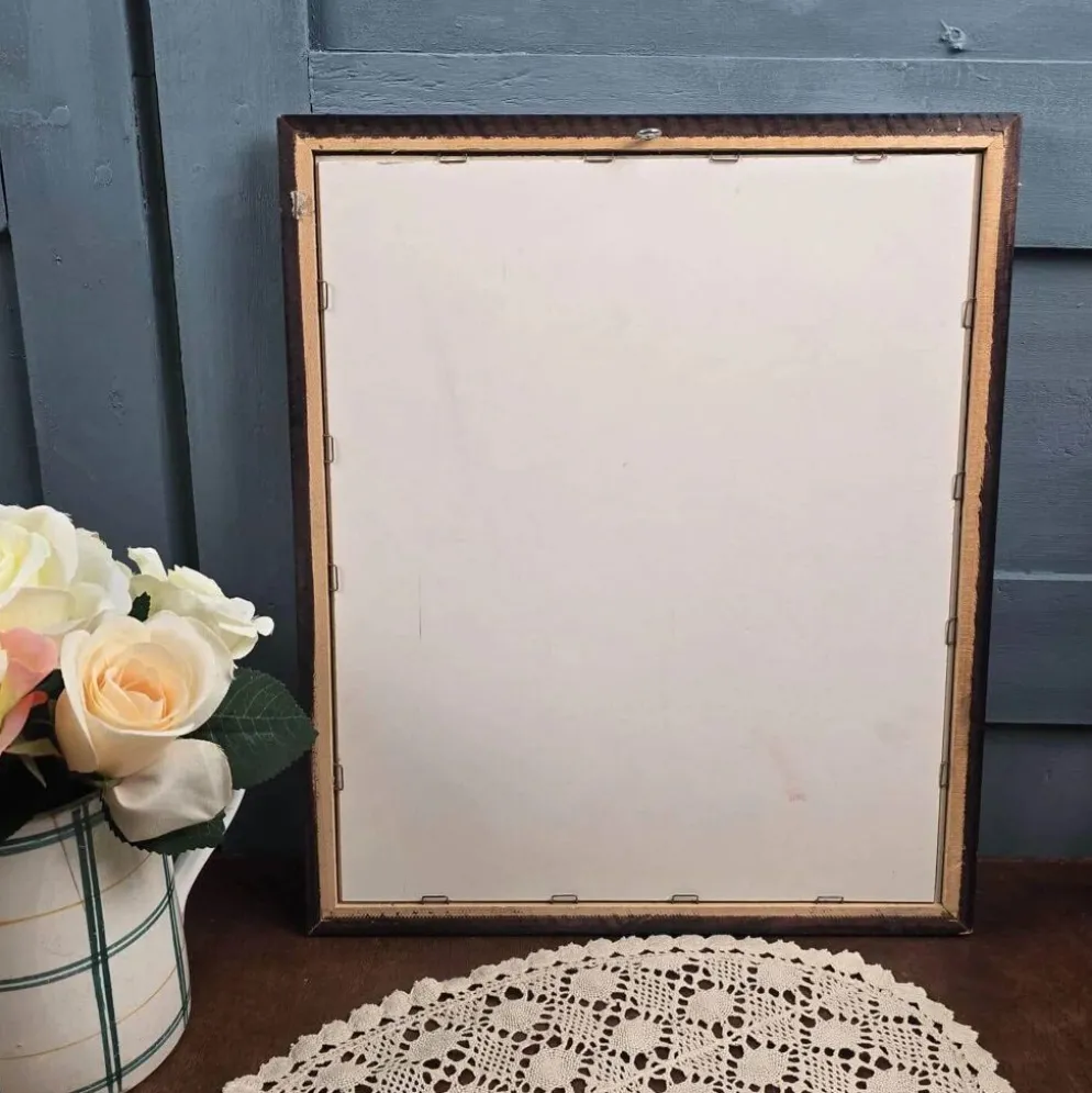 Cadre vintage bouquet de fleurs signé Roca – Impression décorative sous verre
