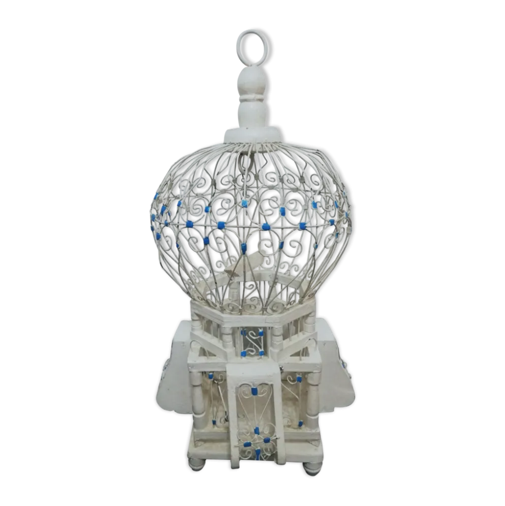 Cage à oiseaux ancienne métal et bois