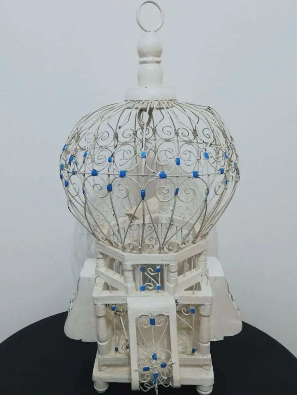 Cage à oiseaux ancienne métal et bois