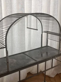 Cage à oiseaux Art déco ancienne en métal