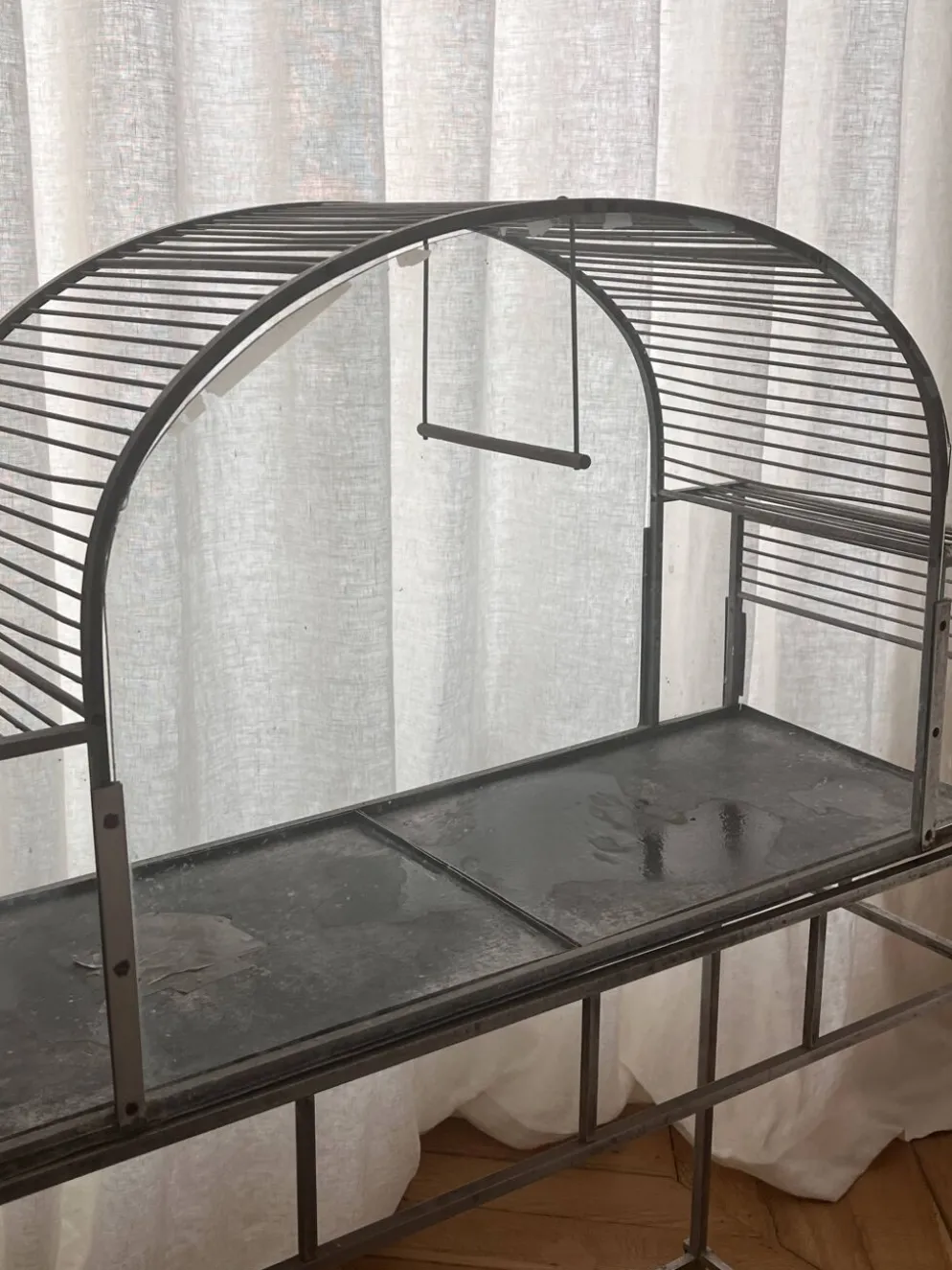 Cage à oiseaux Art déco ancienne en métal